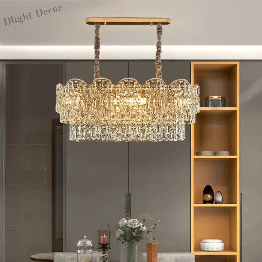 New Design Light Luxury Clean Crystal Chandelier Living Room Lamp Modern Simple Atmosphere Golden