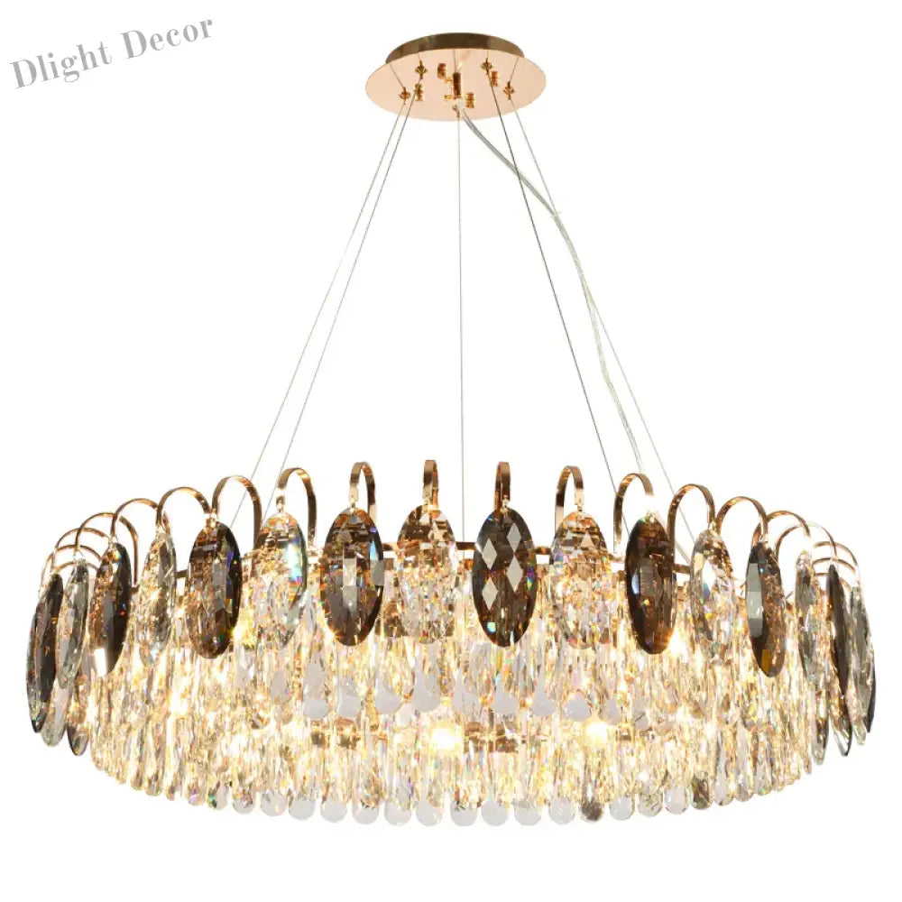 New Modern Crystal Chandelier - Luxurious Home Decor Lighting In Round Gold Design With Led