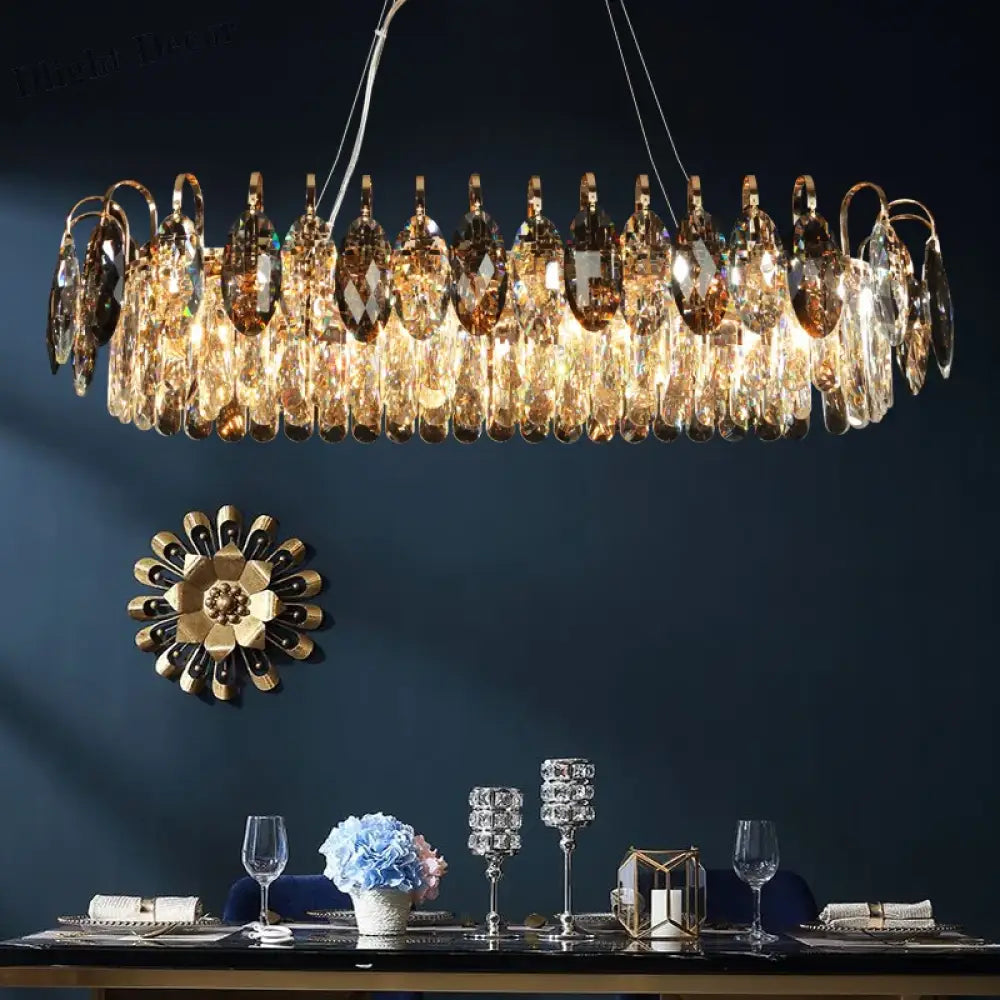 New Modern Crystal Chandelier - Luxurious Home Decor Lighting In Round Gold Design With Led