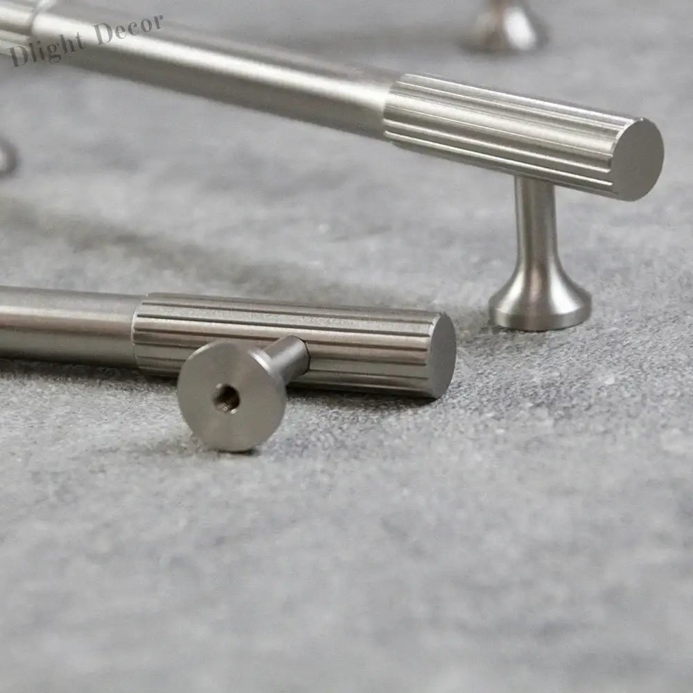 Nickel Brass Art Deco Kitchen Cabinet Knobs and T-Bars – Brushed Silver Drawer Pulls and Wardrobe Handles Handles