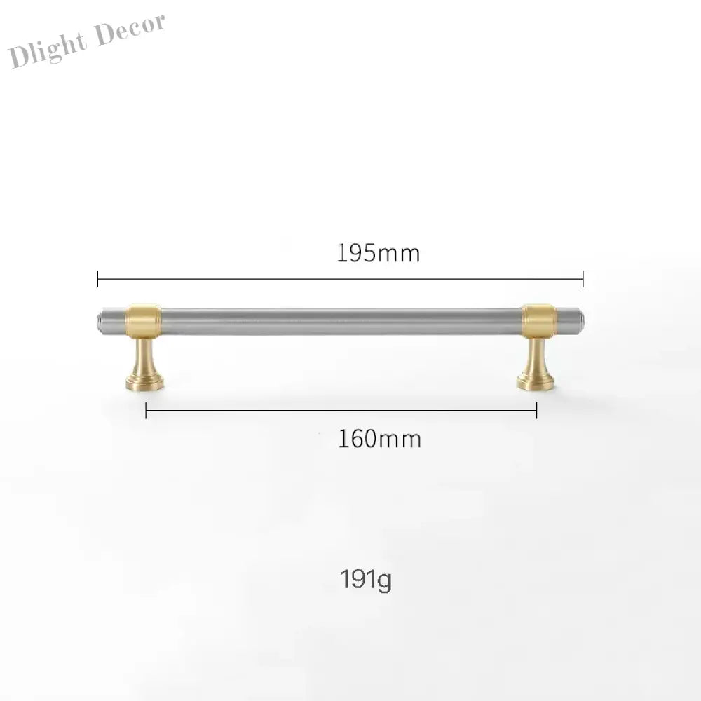 Nickel-Plated Brass Cabinet Handles – Gold and Matte Silver T-Bar Pulls for Wardrobes and Drawers 195mm Handles