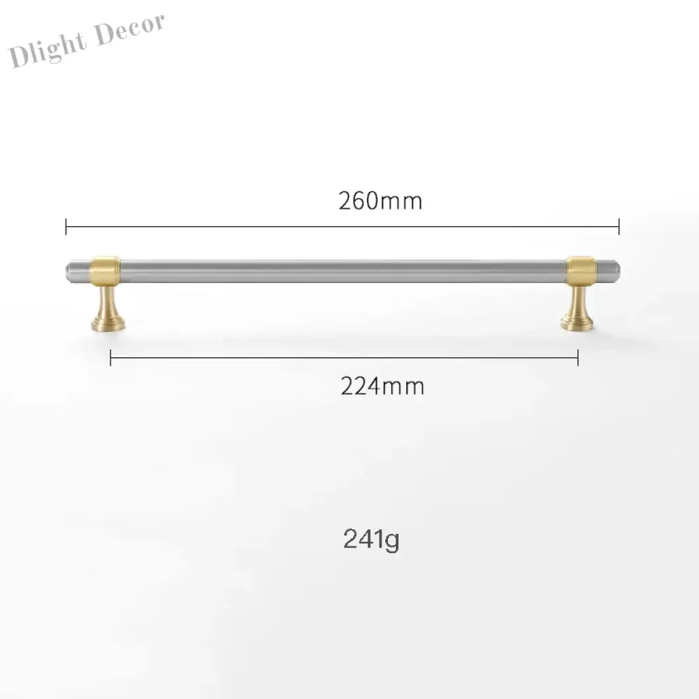 Nickel-Plated Brass Cabinet Handles – Gold and Matte Silver T-Bar Pulls for Wardrobes and Drawers 260mm Handles