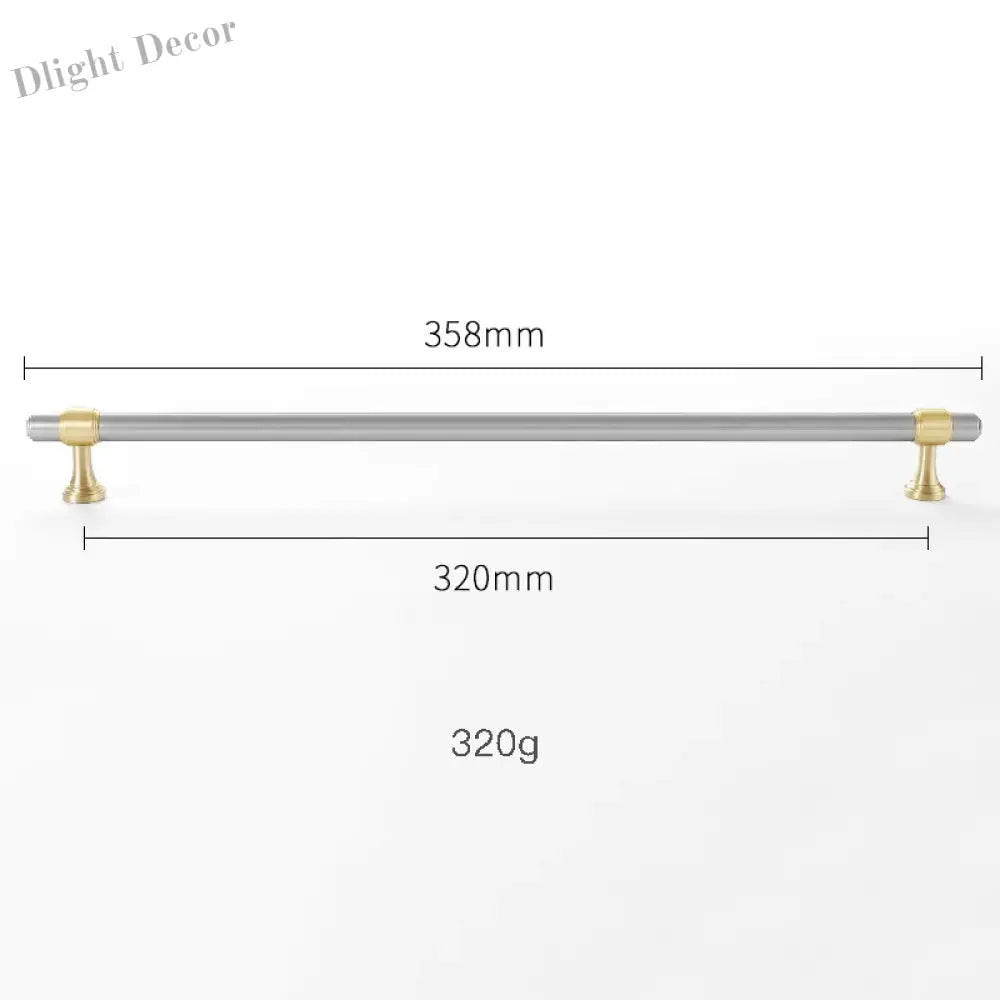 Nickel-Plated Brass Cabinet Handles – Gold and Matte Silver T-Bar Pulls for Wardrobes and Drawers 358mm Handles