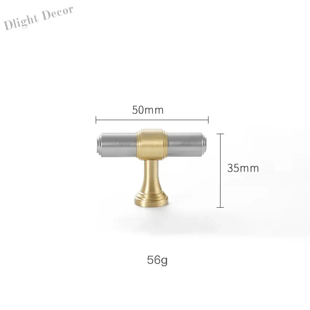 Nickel-Plated Brass Cabinet Handles – Gold and Matte Silver T-Bar Pulls for Wardrobes and Drawers 50mm T bar Handles
