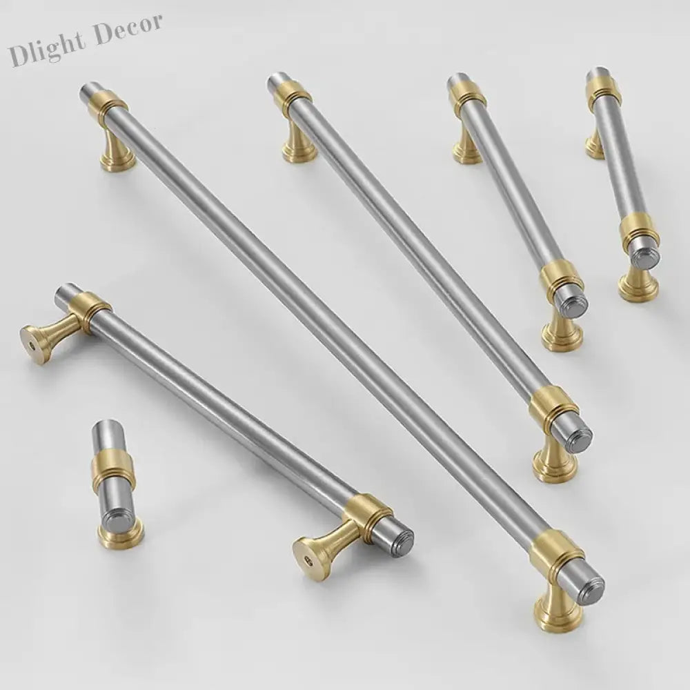 Nickel-Plated Brass Cabinet Handles – Gold and Matte Silver T-Bar Pulls for Wardrobes and Drawers Handles
