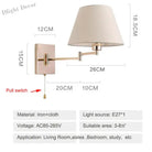 Nordic Adjustable Long Arm Folding Fabric Wall Lamp - Stylish Bedroom Bedside Light For Office