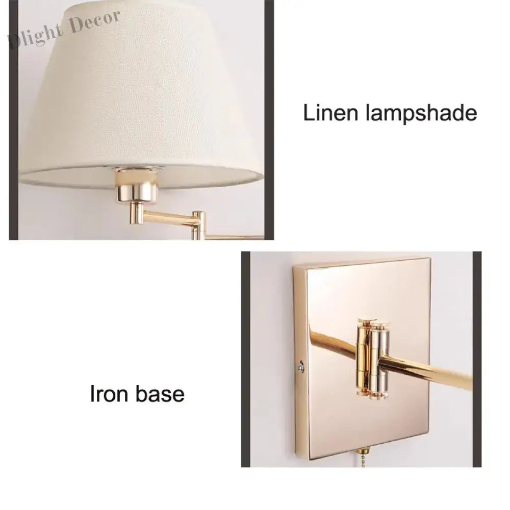 Nordic Adjustable Long Arm Folding Fabric Wall Lamp - Stylish Bedroom Bedside Light For Office