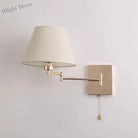 Nordic Adjustable Long Arm Folding Fabric Wall Lamp - Stylish Bedroom Bedside Light For Office