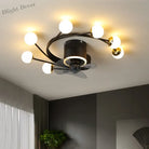 Nordic Art Chandelier Ceiling Fan Without Blades Bedroom Lamp Fans With Lights Decorative Led Lamps