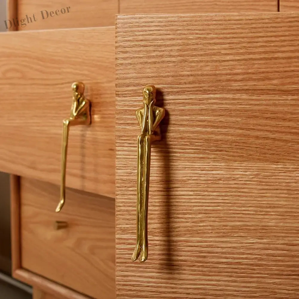Nordic Brass Humanoid Cabinet Handle – Modern Luxury Drawer Pulls for Wardrobes and Cabinets (Single Hole) Handles