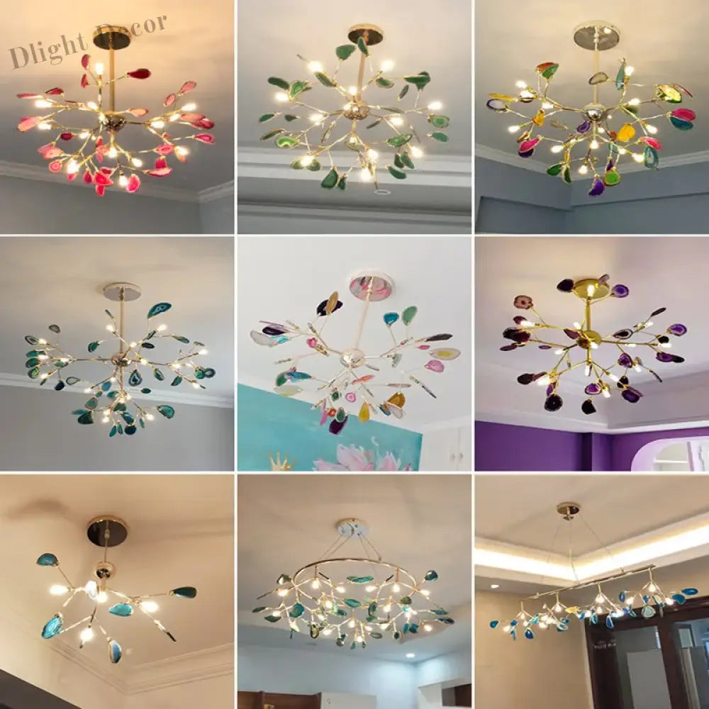 Nordic Colorful Agate Led Ceiling Chandeliers - Illuminate Your Living Dining And Bedroom With