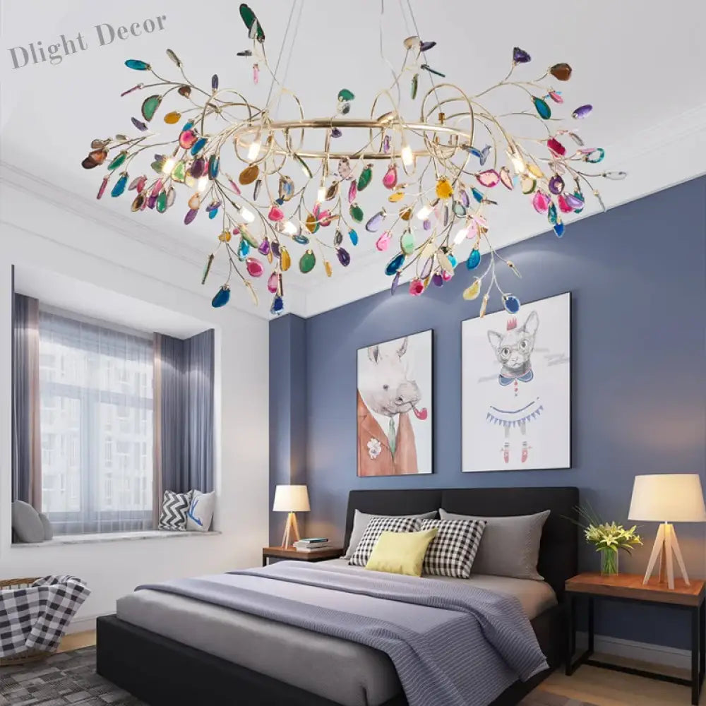 Nordic Colorful Agate Led Ceiling Chandeliers - Illuminate Your Living Dining And Bedroom With