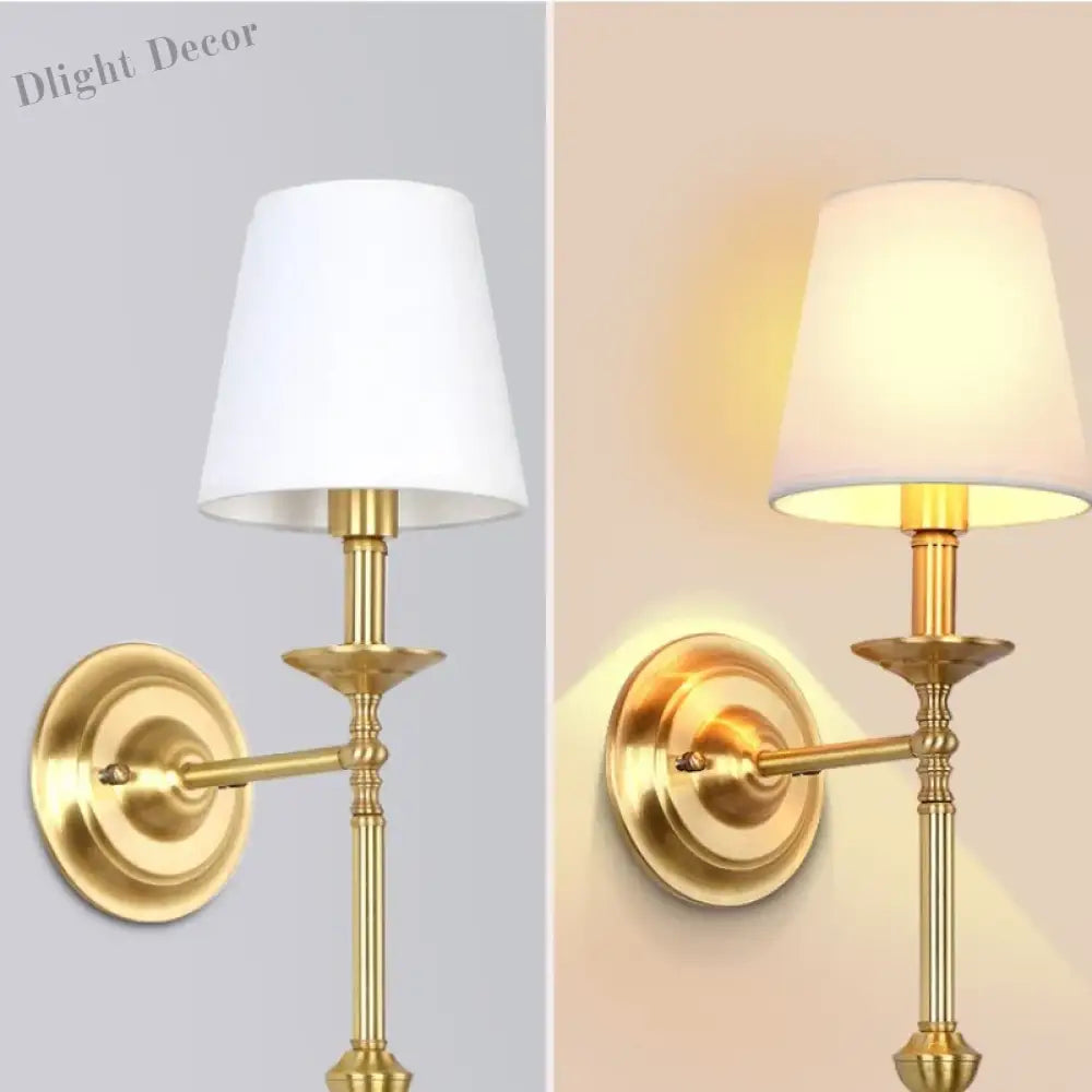 Nordic Copper Vintage Wall Lamps - American Style Led Sconce For Home Living Room Lighting And