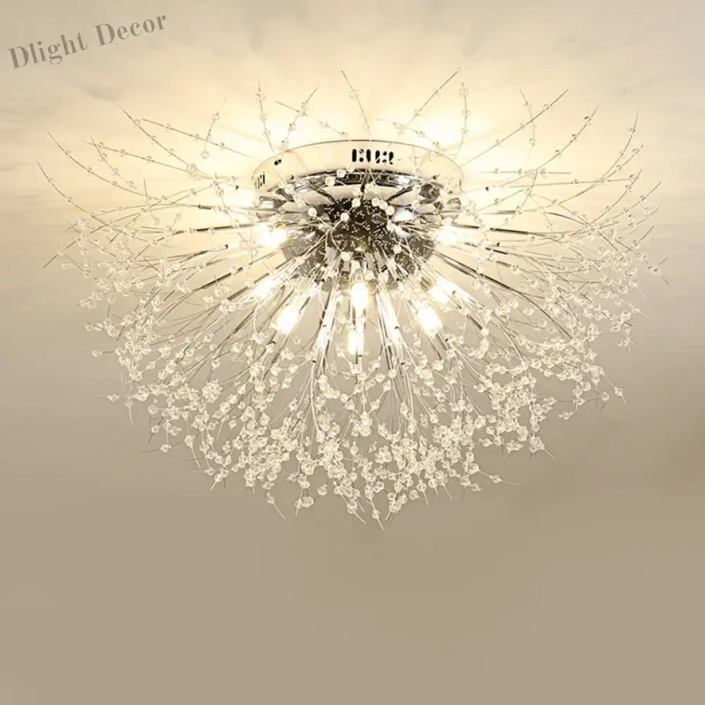 Nordic Dandelion Led Chandelier Ceiling Lamp - Sparkling Ball And Snowflake Lights Perfect For