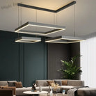 Nordic Designer Square Aluminum Chandelier - Modern Led Lighting For Living Rooms Dining Tables And