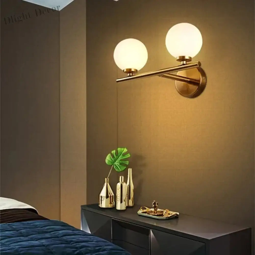 Nordic Gold Wall Lamp With Glass Orb Shade - Elegant Lighting For Bathroom Bedside Hotel Aisle And