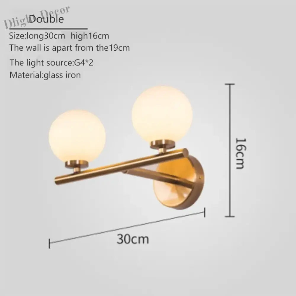 Nordic Gold Wall Lamp With Glass Orb Shade - Elegant Lighting For Bathroom Bedside Hotel Aisle And