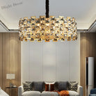 Nordic Golden Modern Led Ceiling Chandelier Dining Room Decoration Lamp Square Round Crystal