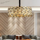 Nordic Golden Modern Led Ceiling Chandelier Dining Room Decoration Lamp Square Round Crystal