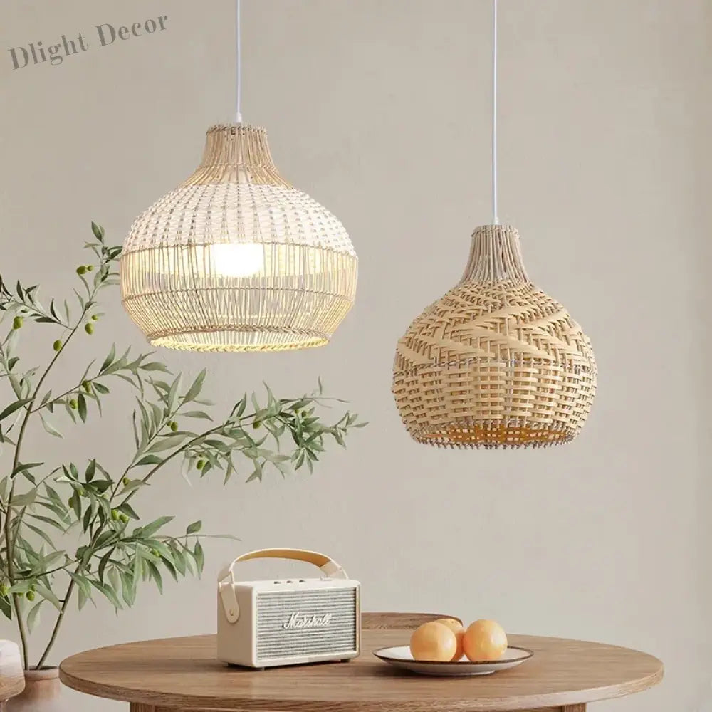 Nordic Gyro Rattan Pendant Lights - Handmade Artistic Illumination For Kitchen And Dining Decor