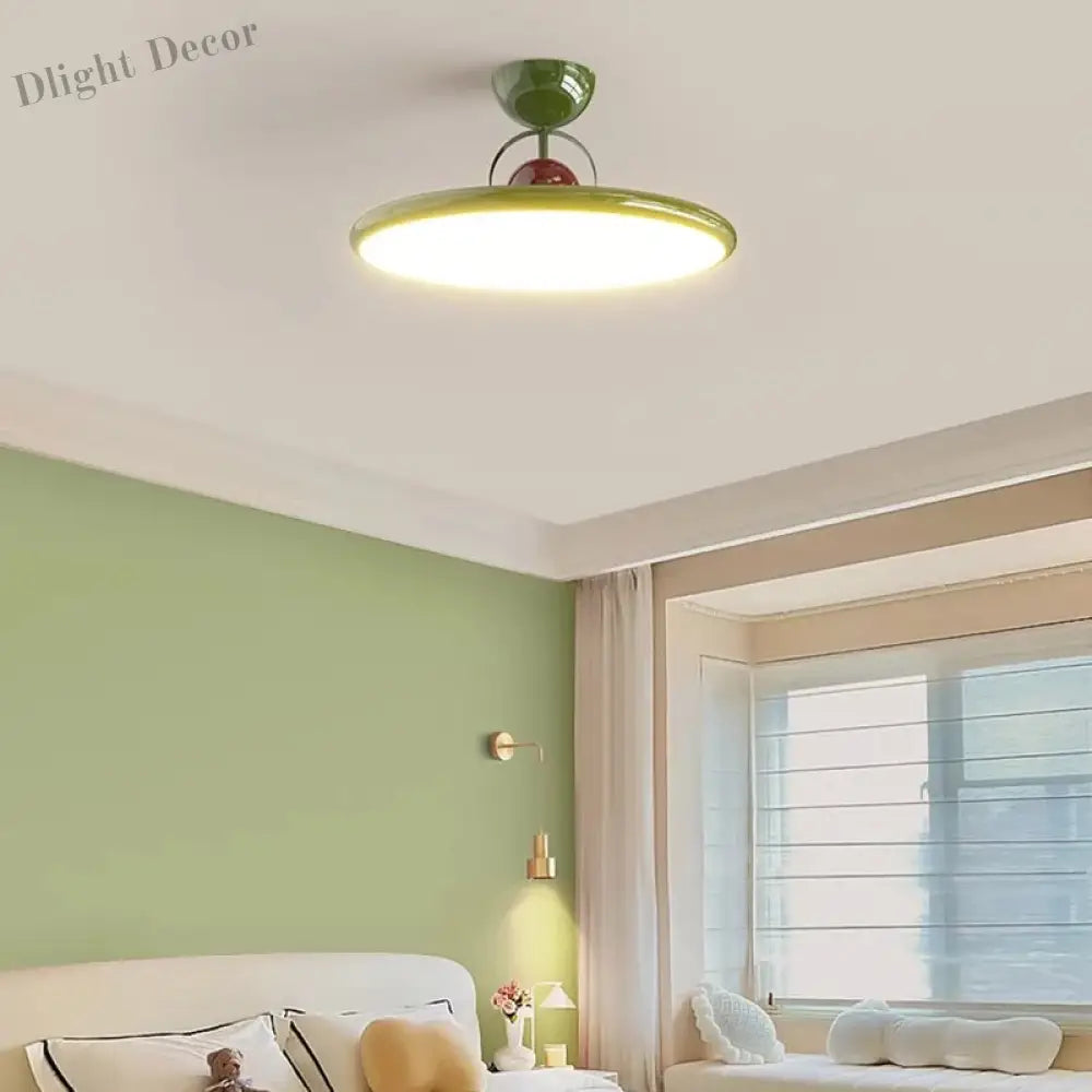 Nordic Led Ceiling Light - Cream Iron Flying Saucer Lamp For Living Room Bedroom Study And Hallway