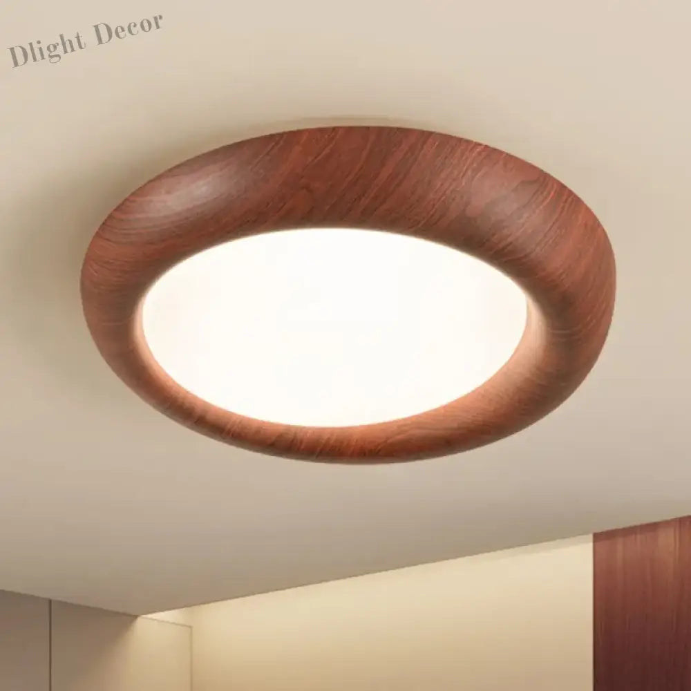 Nordic Led Ceiling Light - Wooden Acrylic Walnut Color Ideal For Bedroom Study Corridor Stylish