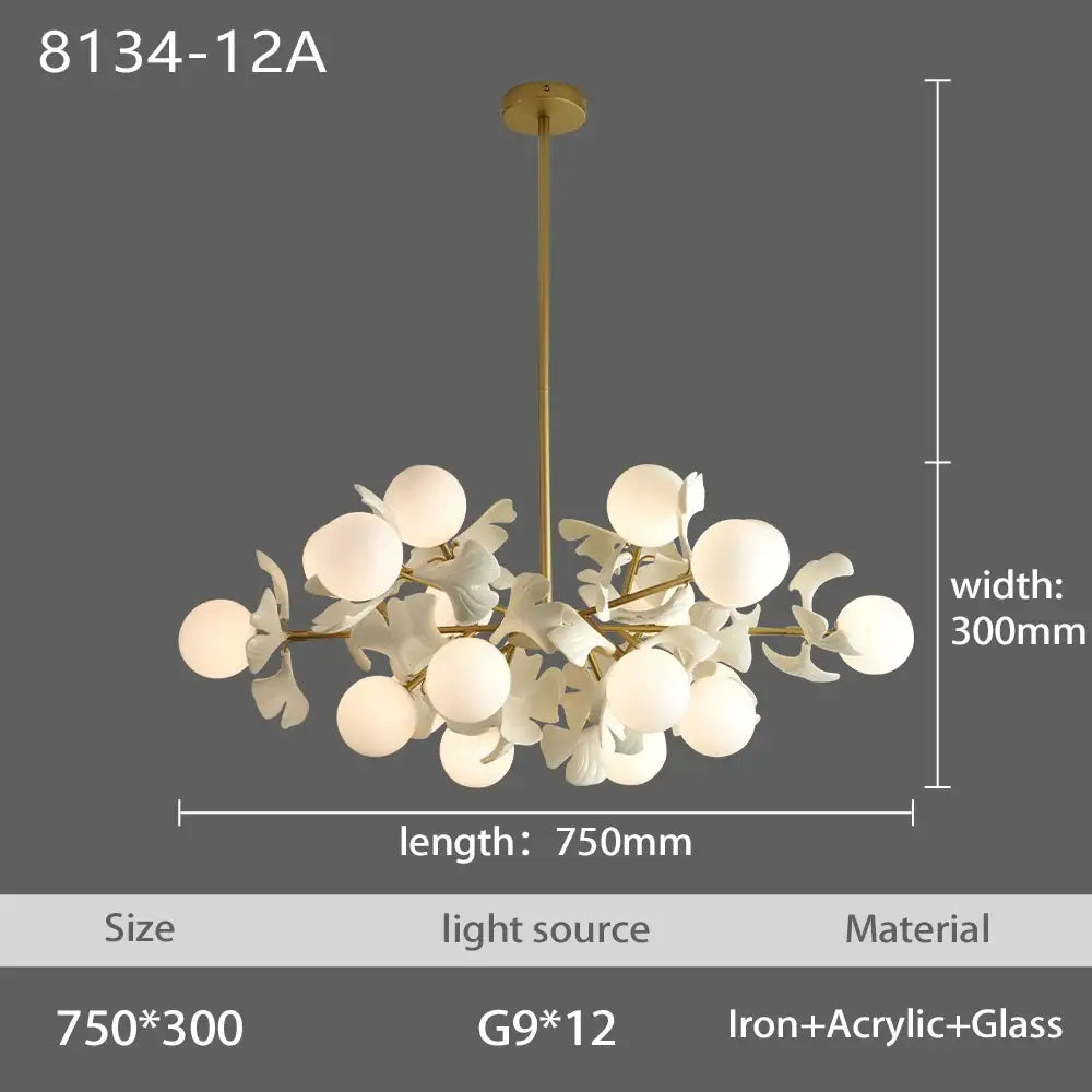 Nordic LED Chandelier - Ginkgo Leaf Design with Acrylic