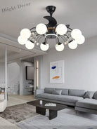 Nordic Living Room Fan Lamp Frequency Conversion Restaurant Ceiling Invisible Light Luxury Cystal