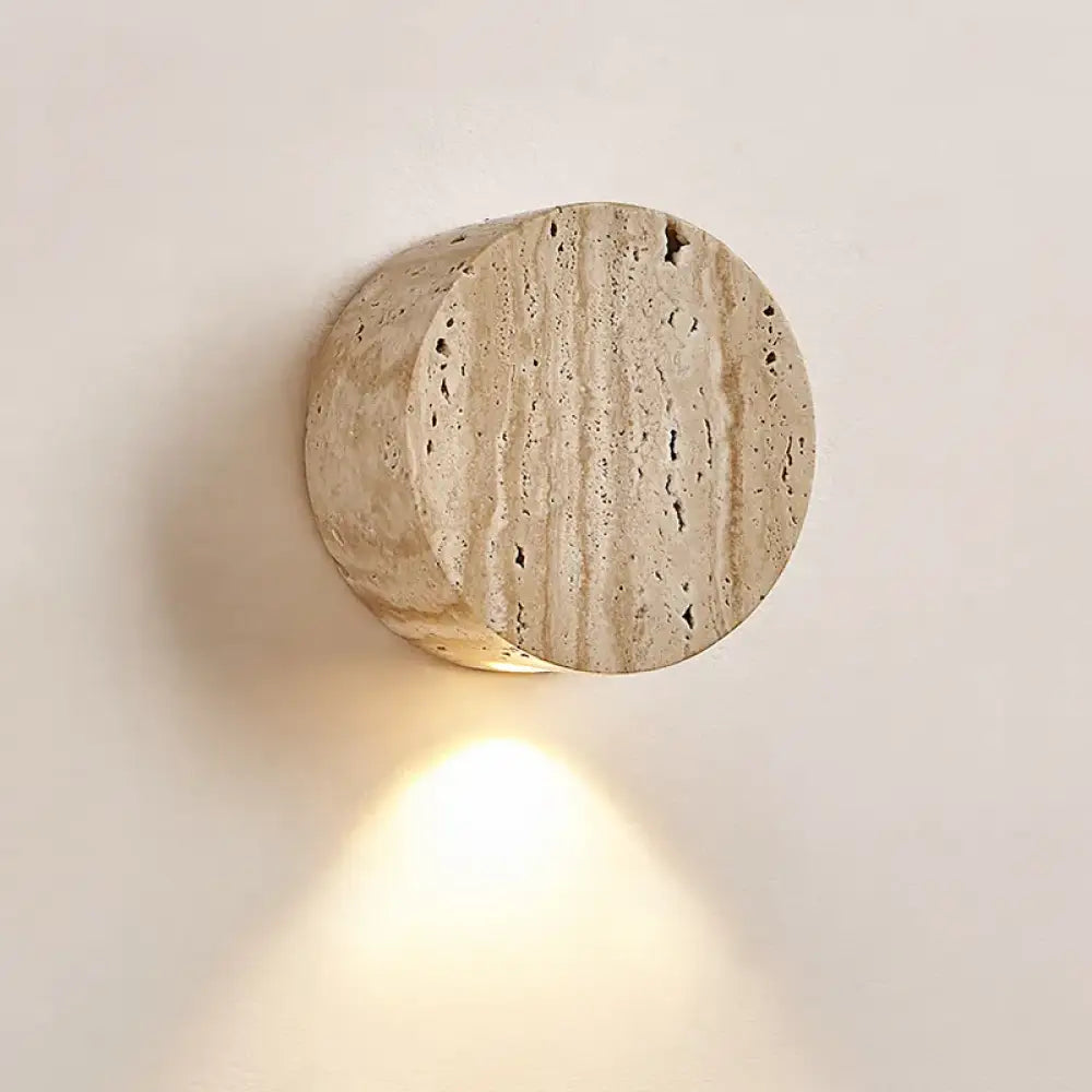 Nordic Minimalist Cream Wall Lamp - Japanese Wabi Sabi Elegance With Natural Yellow Stone For