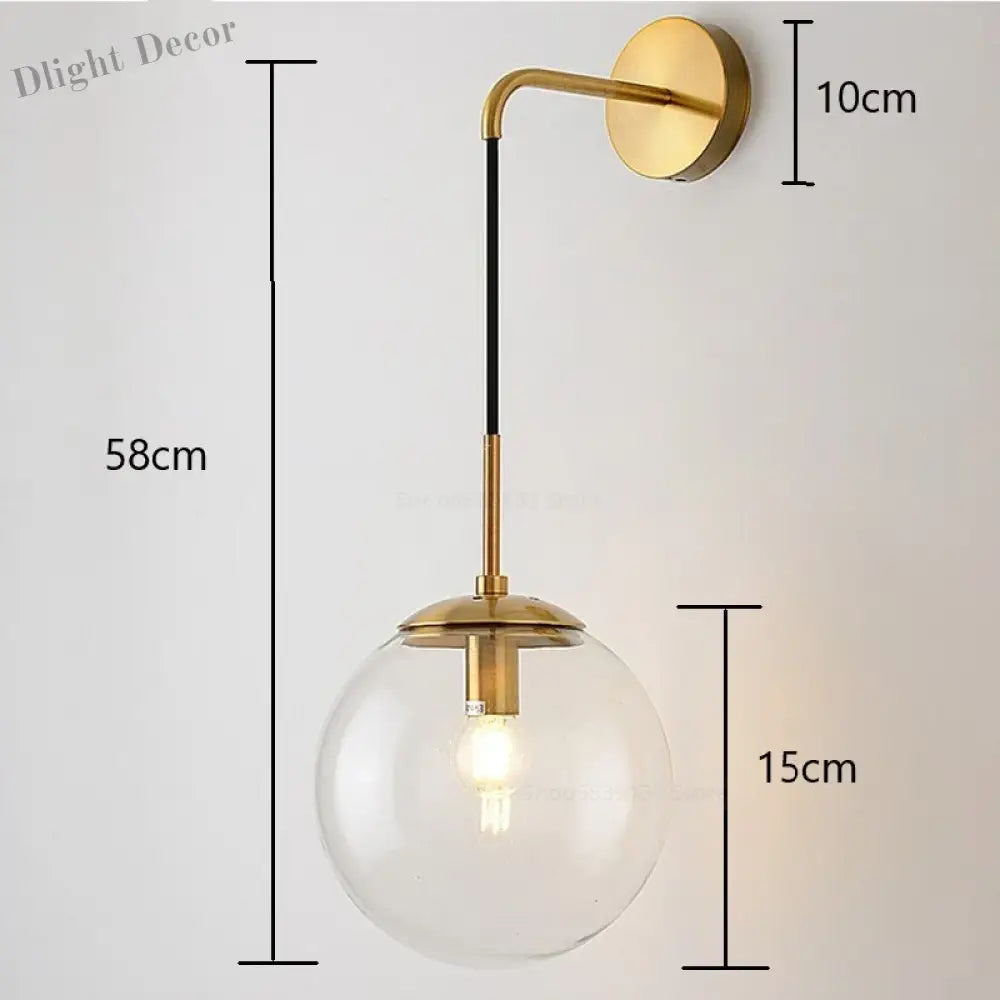 Nordic Modern Vintage Wall Lamps - Led Glass Ball Mirror Beside Bedroom Light For Living Room
