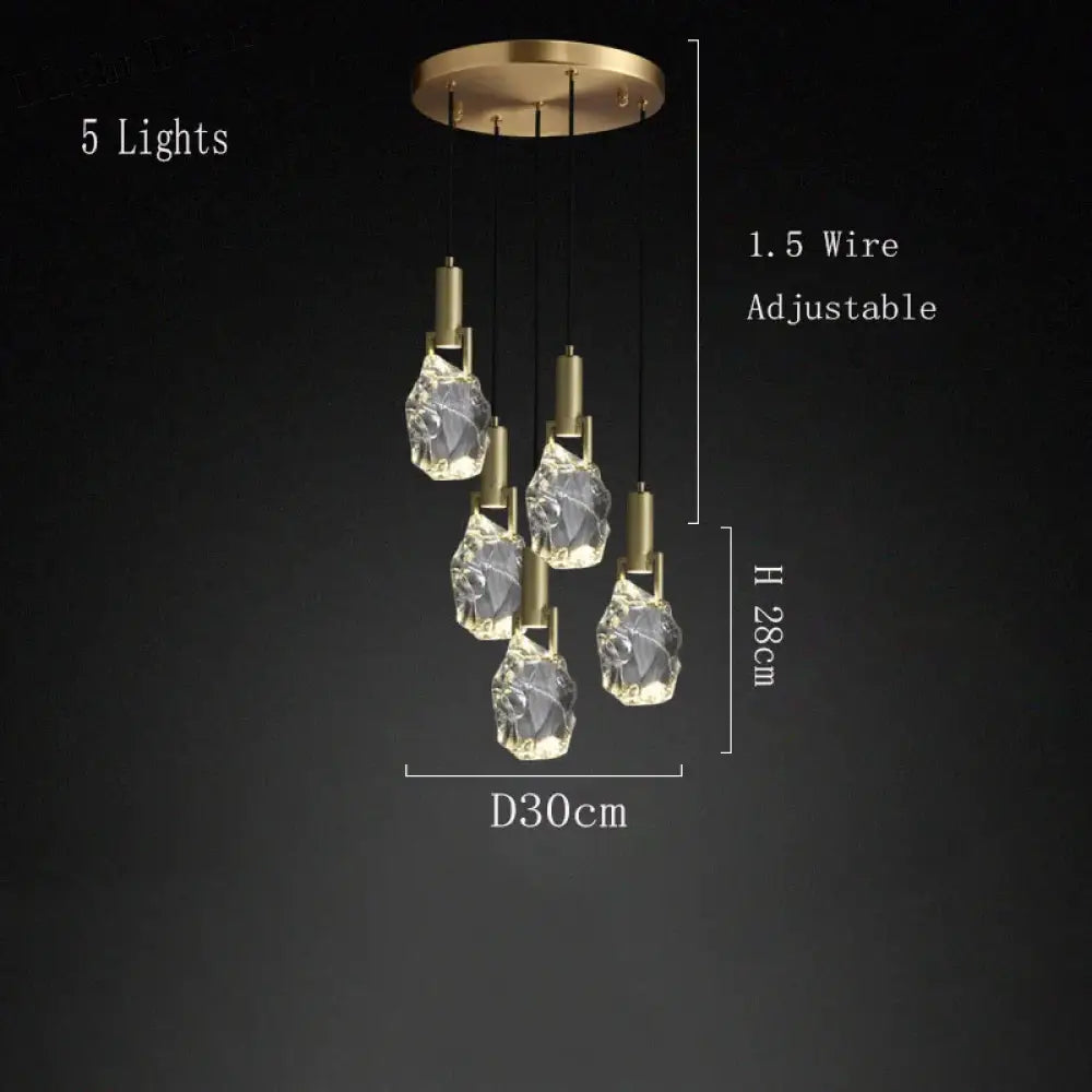 Nordic Pendant Light Gold Luxury Italian Design Crystal Dining Room Kitchen Suspension Indoor