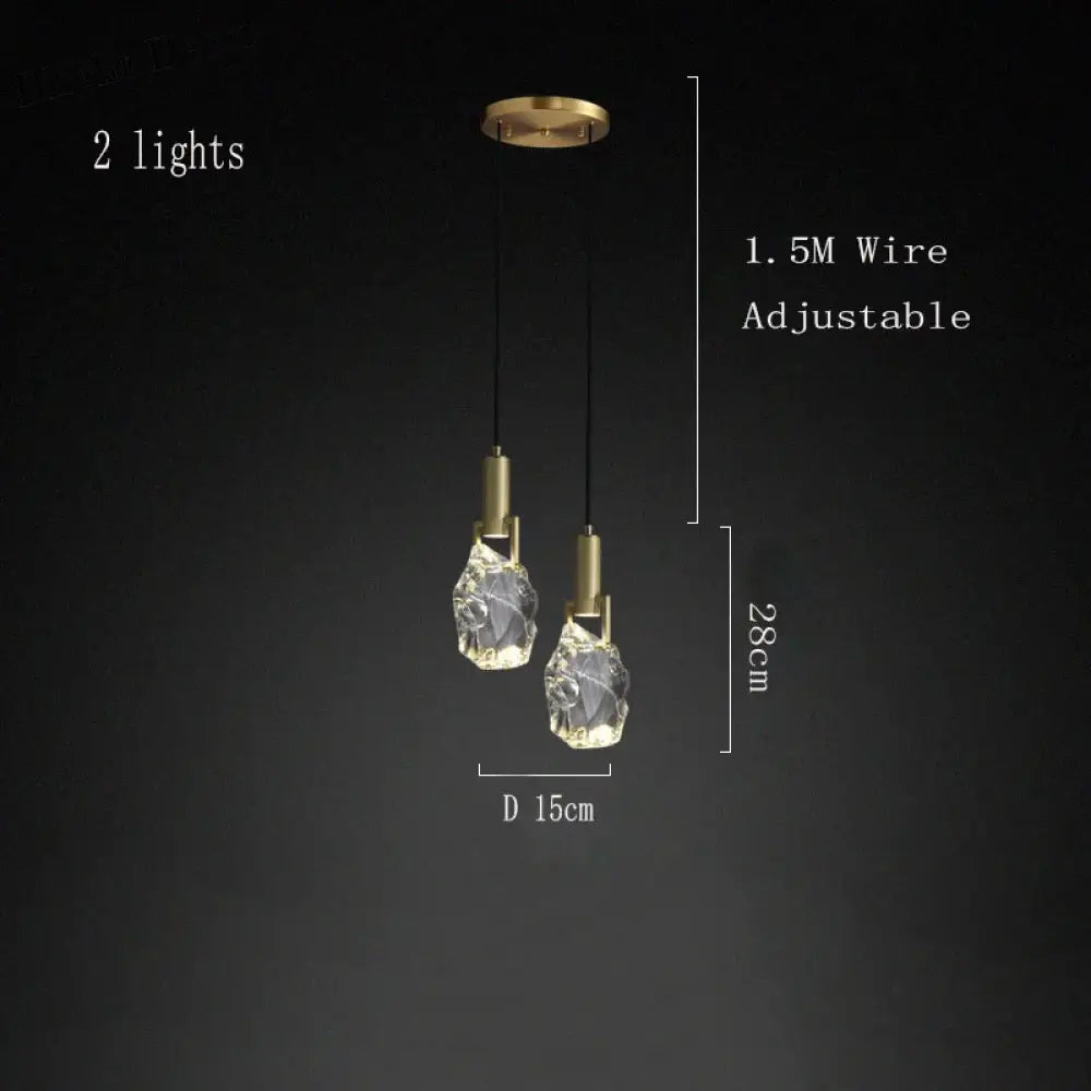 Nordic Pendant Light Gold Luxury Italian Design Crystal Dining Room Kitchen Suspension Indoor