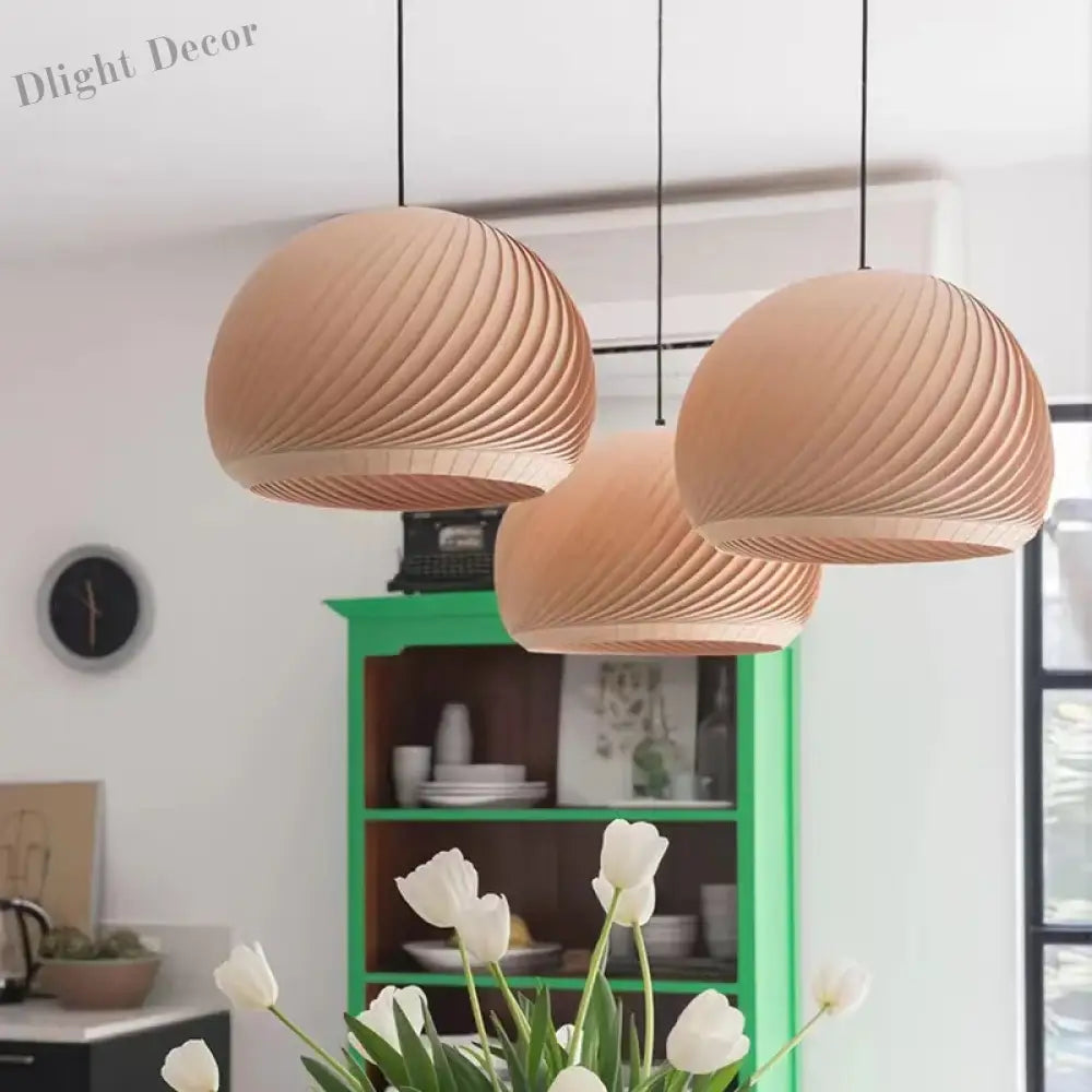 Nordic Round Ball Wooden Pendant Light - Simple And Creative Lighting For Living Room Bedroom