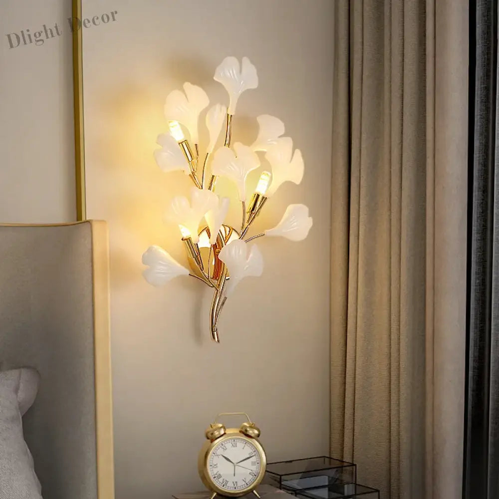 Nordic Wall Lamp - Ginkgo Leaf Design For Guest Rooms Bedrooms Kitchens Restaurants And Home