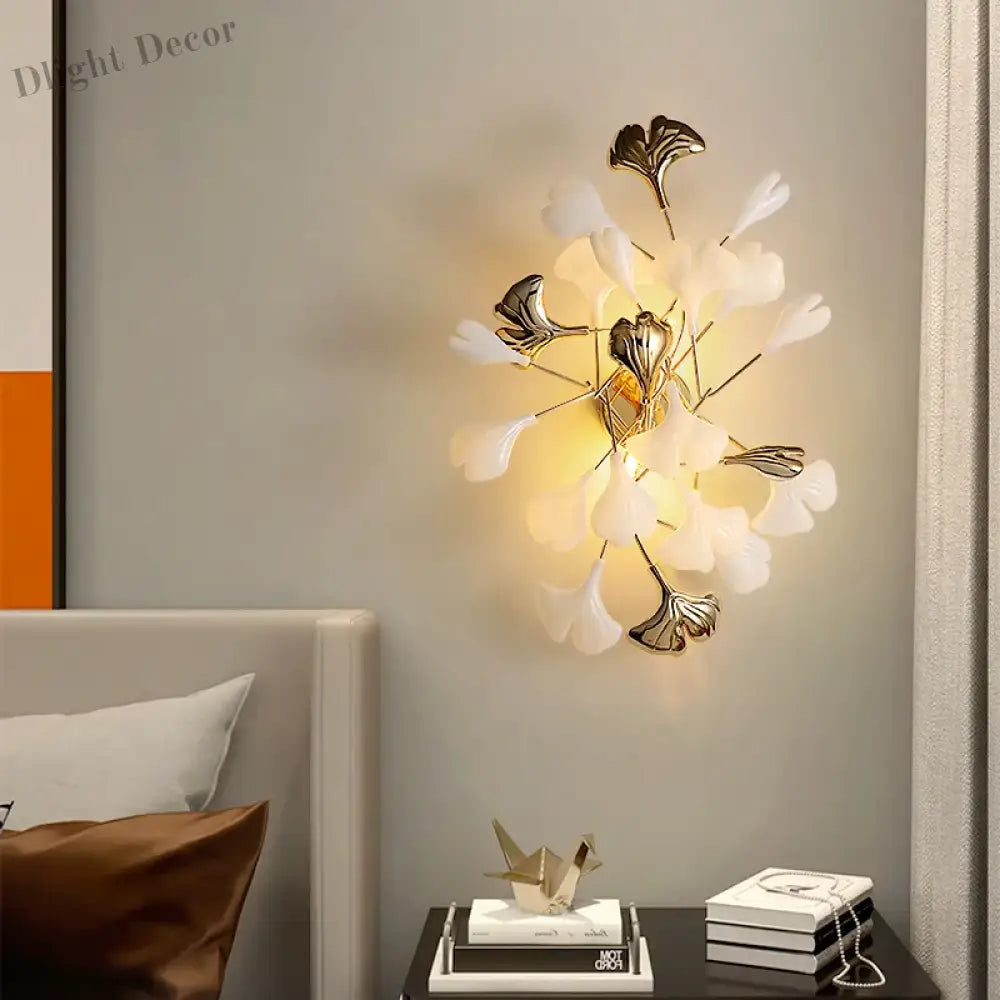 Nordic Wall Lamp - Ginkgo Leaf Design For Guest Rooms Bedrooms Kitchens Restaurants And Home