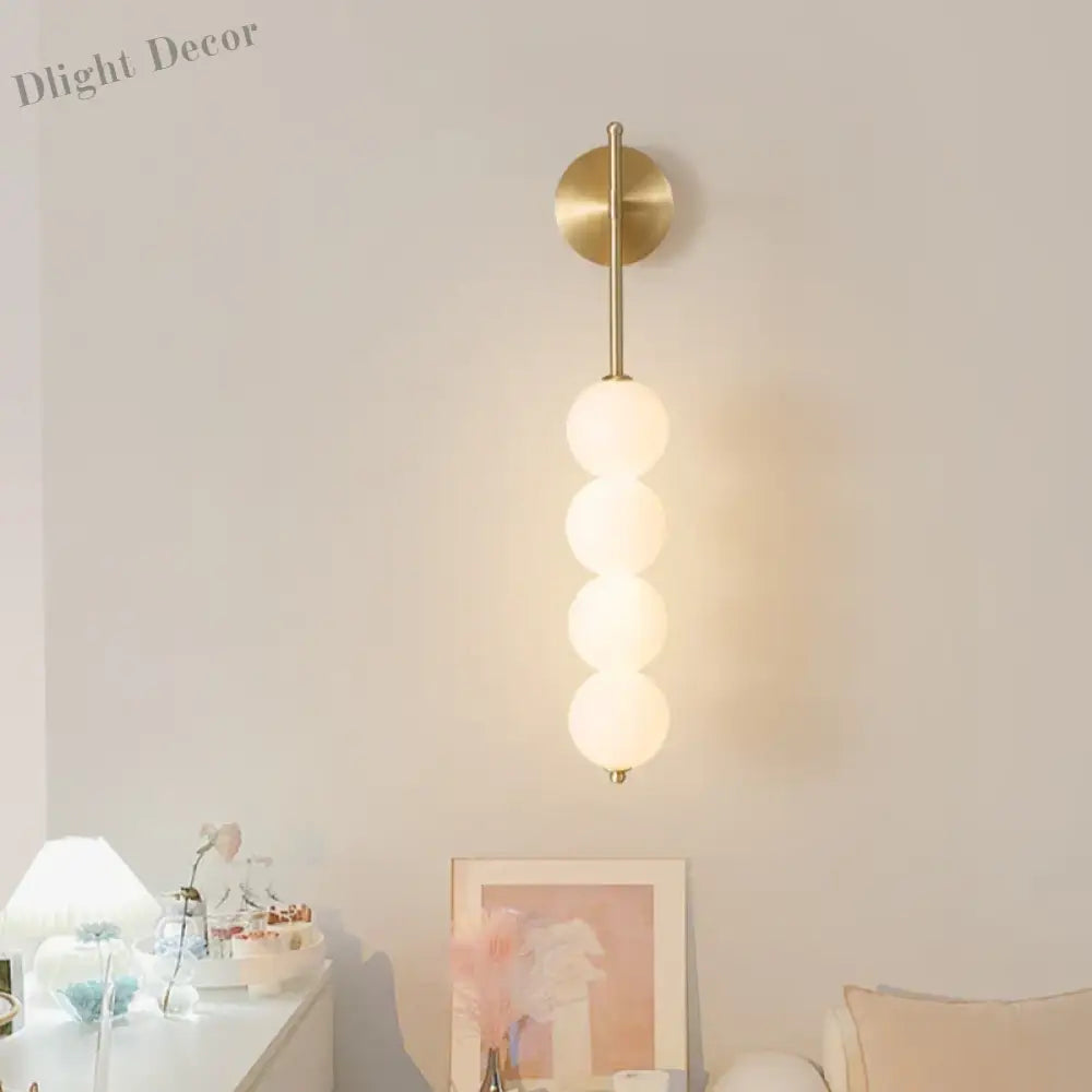 Nordic Wind Gourd Wall Lamp - Minimalist Led Milky White Light For Living Room Study Bedroom