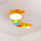 Olivia Yellow Metallic Cartoon Caterpillar Led Flush Mount Ceiling Light For Kindergarten