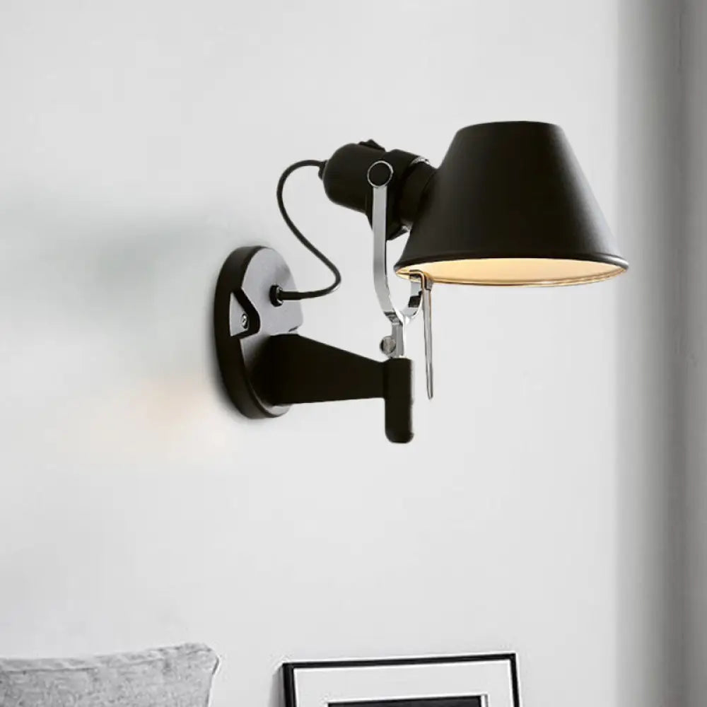 Olivia’s Adjustable Metal Truncated Cone Wall Sconce - Industrial Chic For Bedside Lighting In