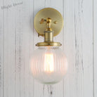 Permo Industrial Ribbed Globe Glass Wall Light - Stylish Switched Sconces For Kitchen Living Room