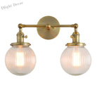 Phansthy Vintage Double Head Wall Sconces - Retro Rustic Lamps With Globe Glass Shades And Switch