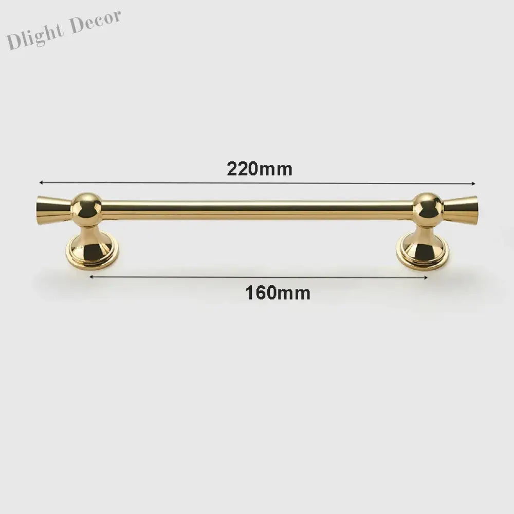 Polished Gold and Silver T-Bar Cabinet Handles – Modern Drawer and Wardrobe Pulls (55mm-220mm) TB2036-220PG Handles