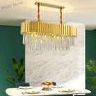 Postmodern Round Gold Stainless Steel Crystal Led Chandelier - Contemporary Illumination For Dining