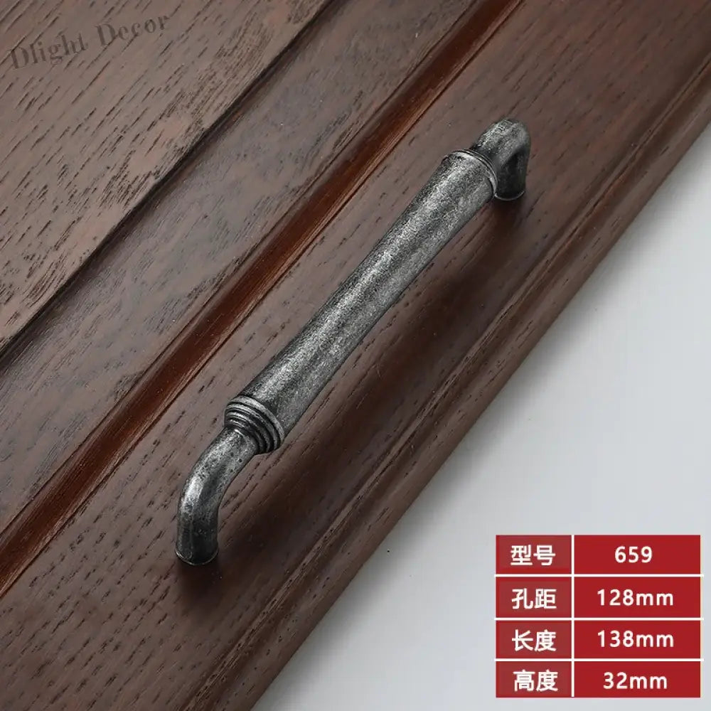 Retro Bronze and Black-Red Cabinet Handles - Nordic Square Zinc Alloy Pulls for Wardrobes and Furniture Ancient silver