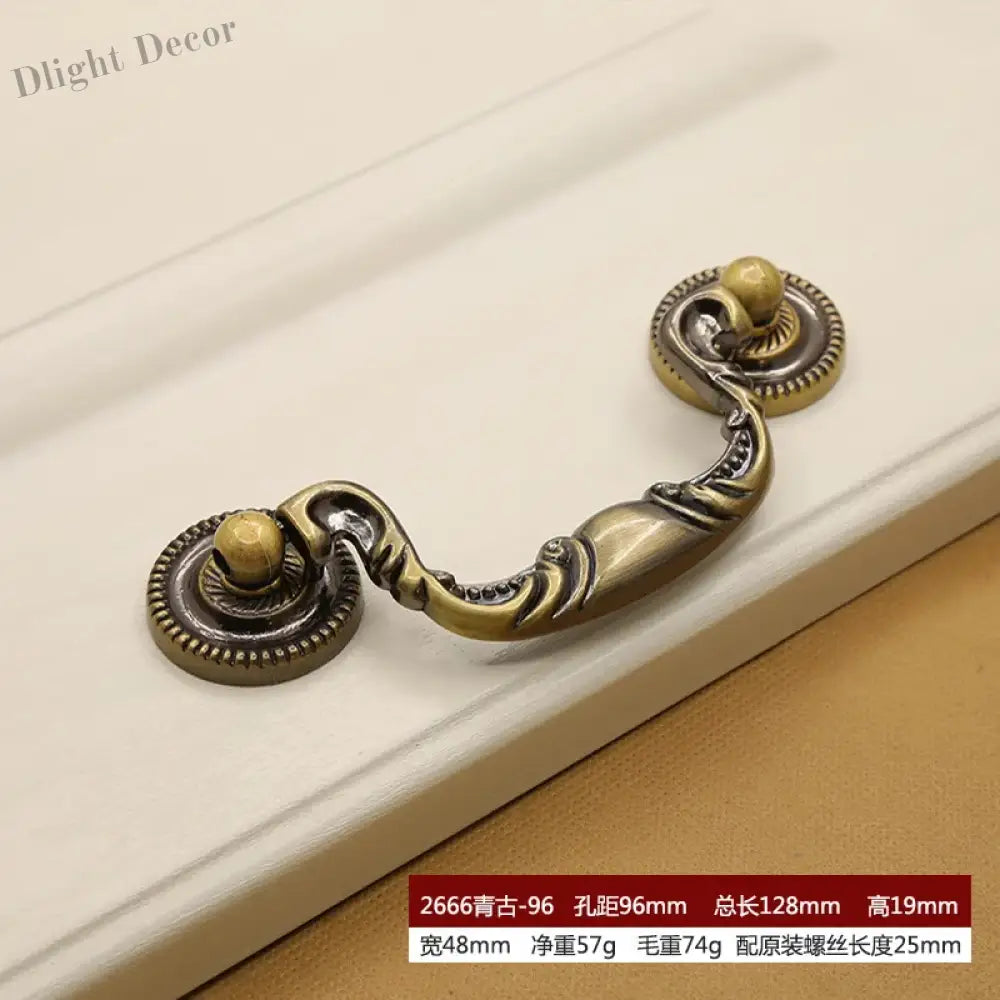 Retro Bronze Cabinet Handles - Antique Metal Kitchen Door Pulls and Wardrobe Knobs 128mm 2666-96mm Handles