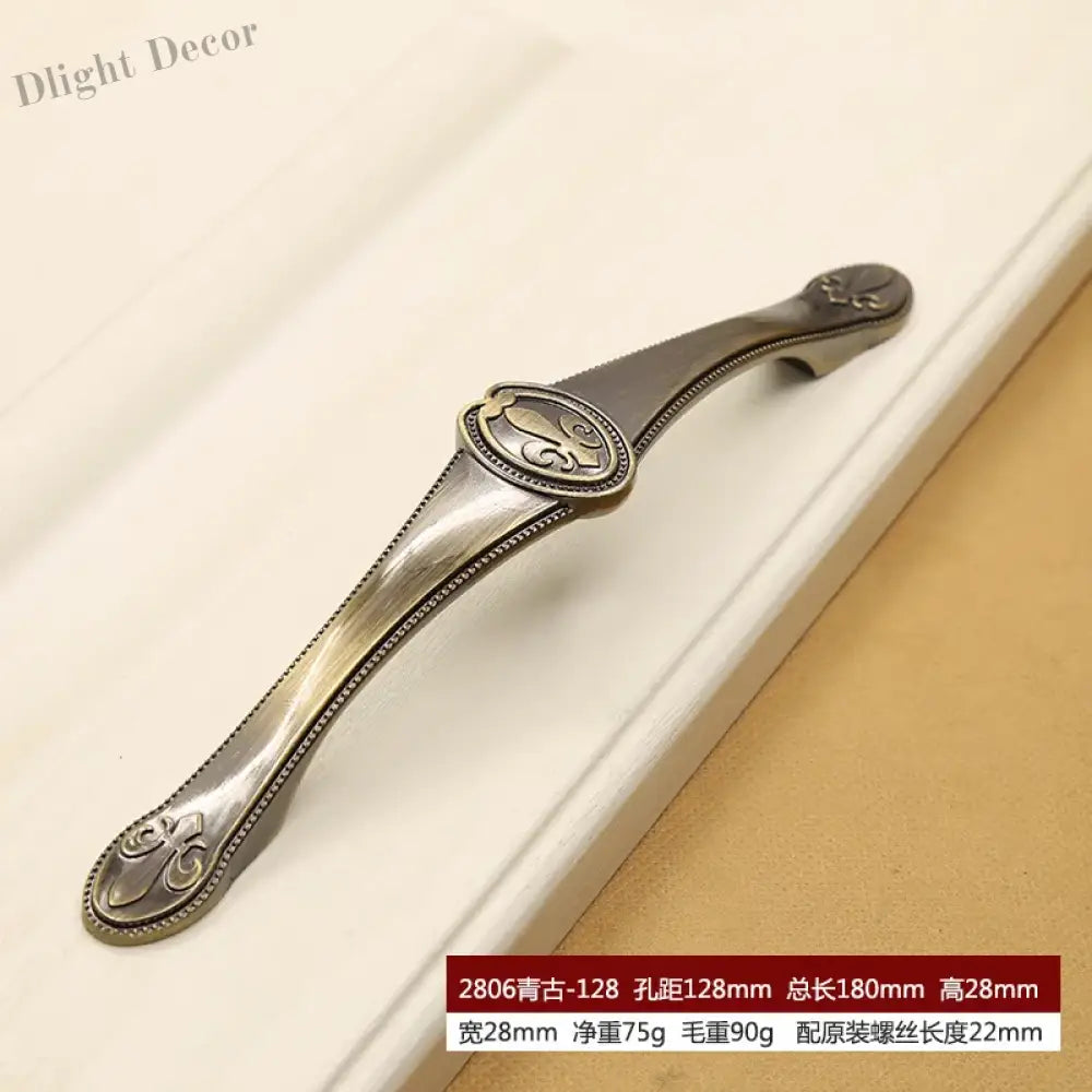 Retro Bronze Cabinet Handles - Antique Metal Kitchen Door Pulls and Wardrobe Knobs 128mm 2806-128mm Handles