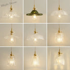 Retro Glass Chandelier Single Head Clear Pendant Lamps Restaurant Tea Room Bar Bedrooms Studio Cafe