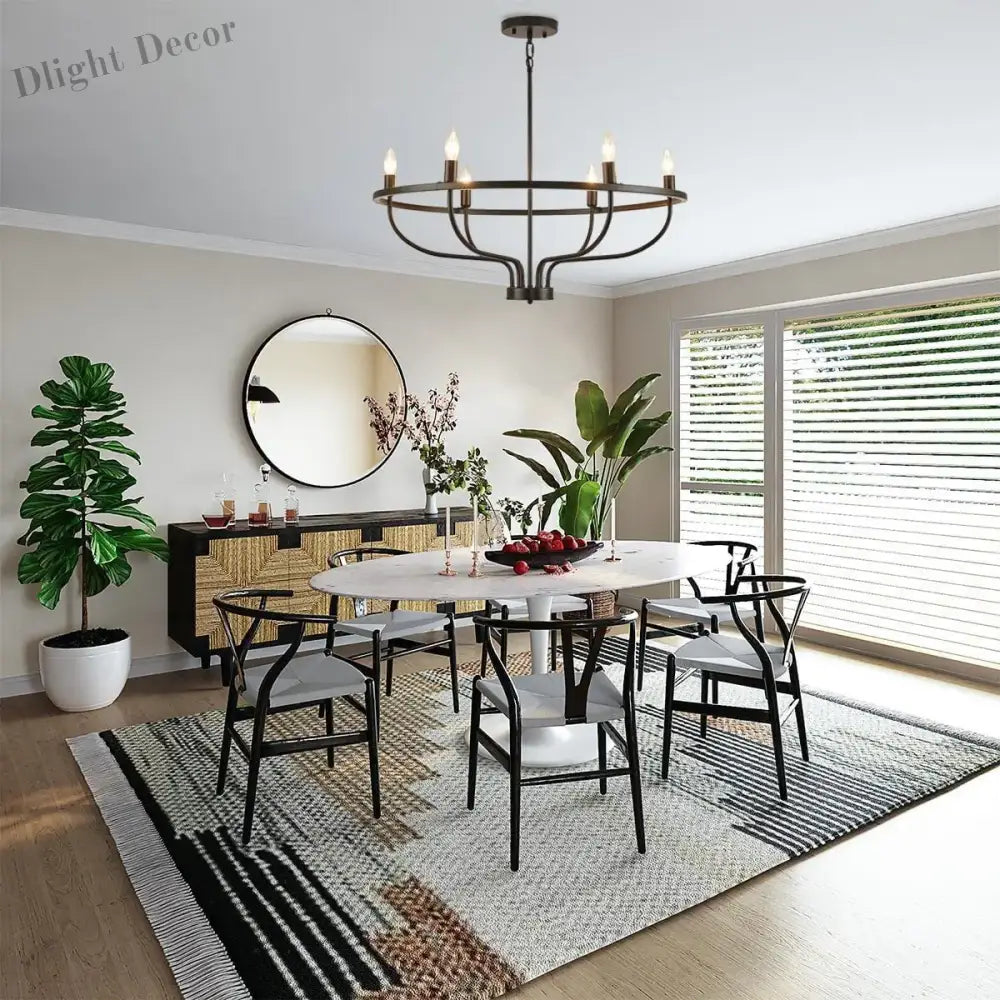 Retro Led Ceiling Chandelier With Iron Ring - Illuminate Your Living And Dining Spaces Industrial