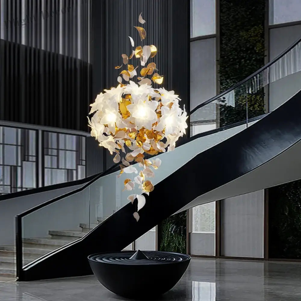 Ruibopad Loft Crystal Ceiling Chandelier - Luxury Hanging Light For Staircases Living Rooms And