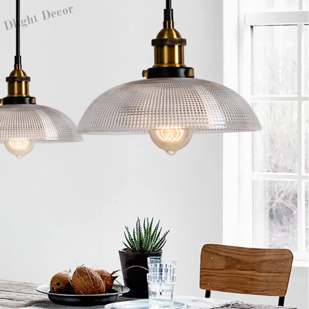 Sabelle’s Grid Glass Ceiling Light With Brass Bowl Shade - Industrial Elegance For Kitchens /