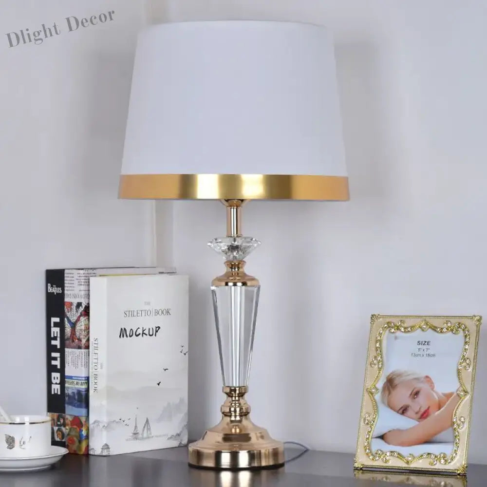 Sarok Modern Crystal Table Lamp - White Luxury Led Desk For Home And Office Decor